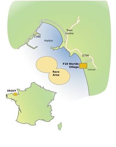 Map showing Erquy and Caroual location